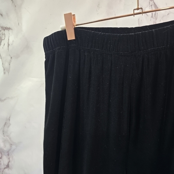 Bob Mackie Pants Women Medium Black Velvet Pull On High Rise Wide Leg Crop Short - Picture 2 of 10